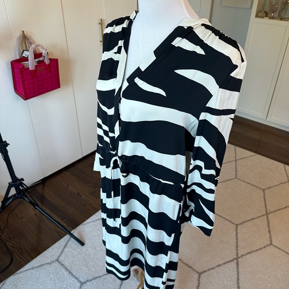 Diane von Furstenberg Freya Zebra-Print Drawstring Silk Dress DVF - Picture 3 of 15